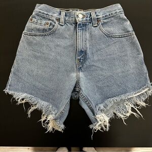 Levi's Blue Frayed Jean Shorts. Size 3. Vintage 550.